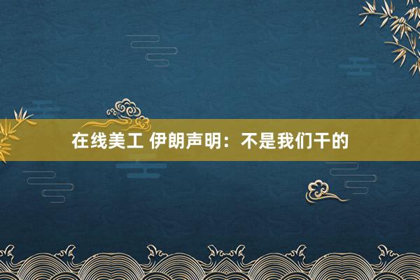 在线美工 伊朗声明：不是我们干的